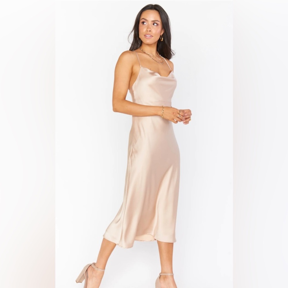 Verona Cowl Dress in Champagne Luxe Silk